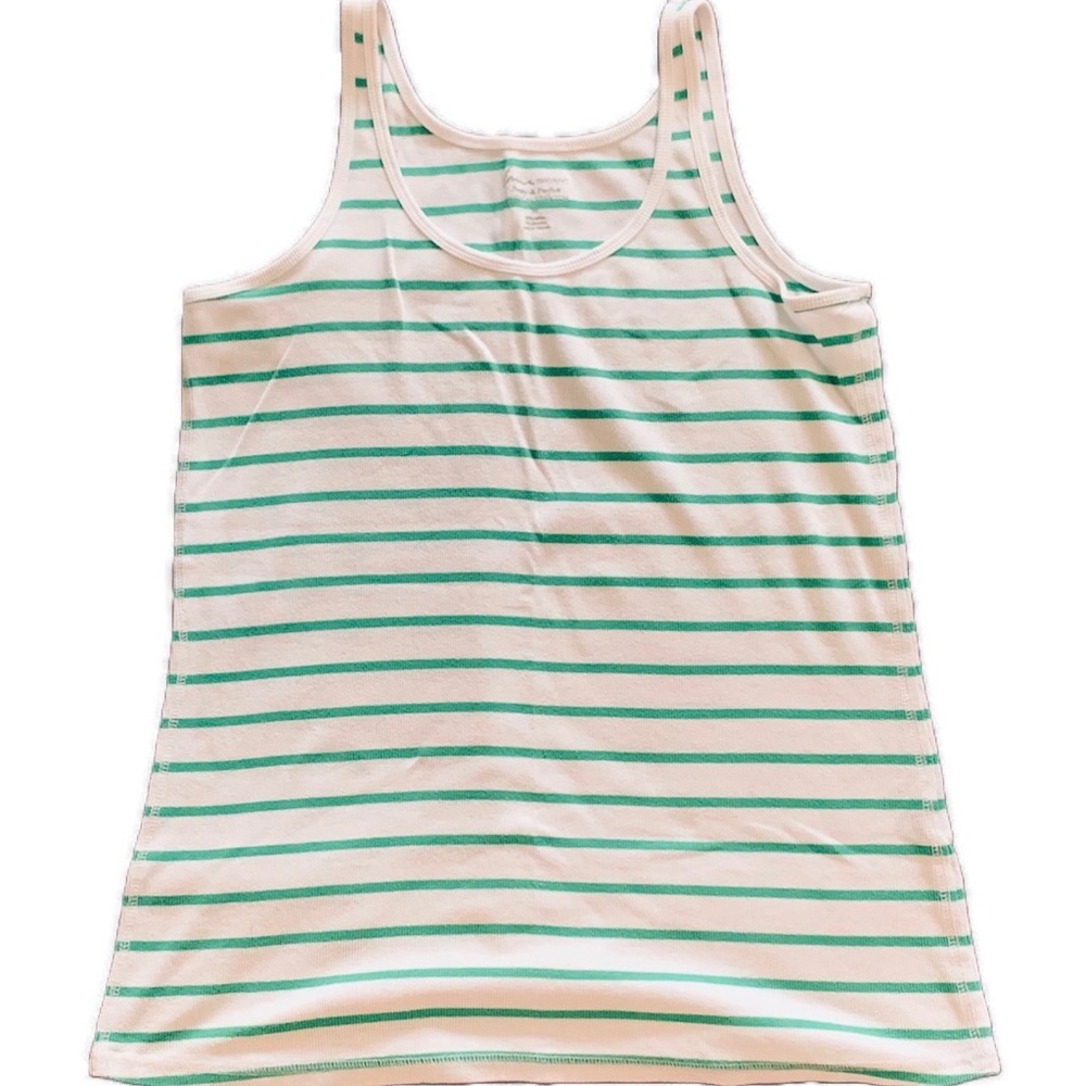 Striped Ribbed Tank (Green) |  16W